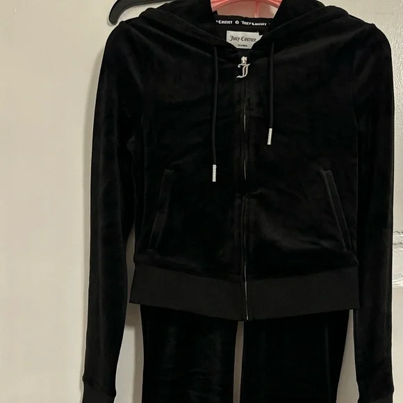 NW/OT! Juicy Couture Velour Black Gemini Track Suit sweatsuit women size X-SMALL - Picture 8 of 12